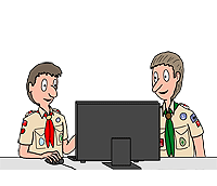 Gli scout che usano Internet Cartoon - Per gentile concessione di Richard Diesslin - Clicca per vedere altri cartoni