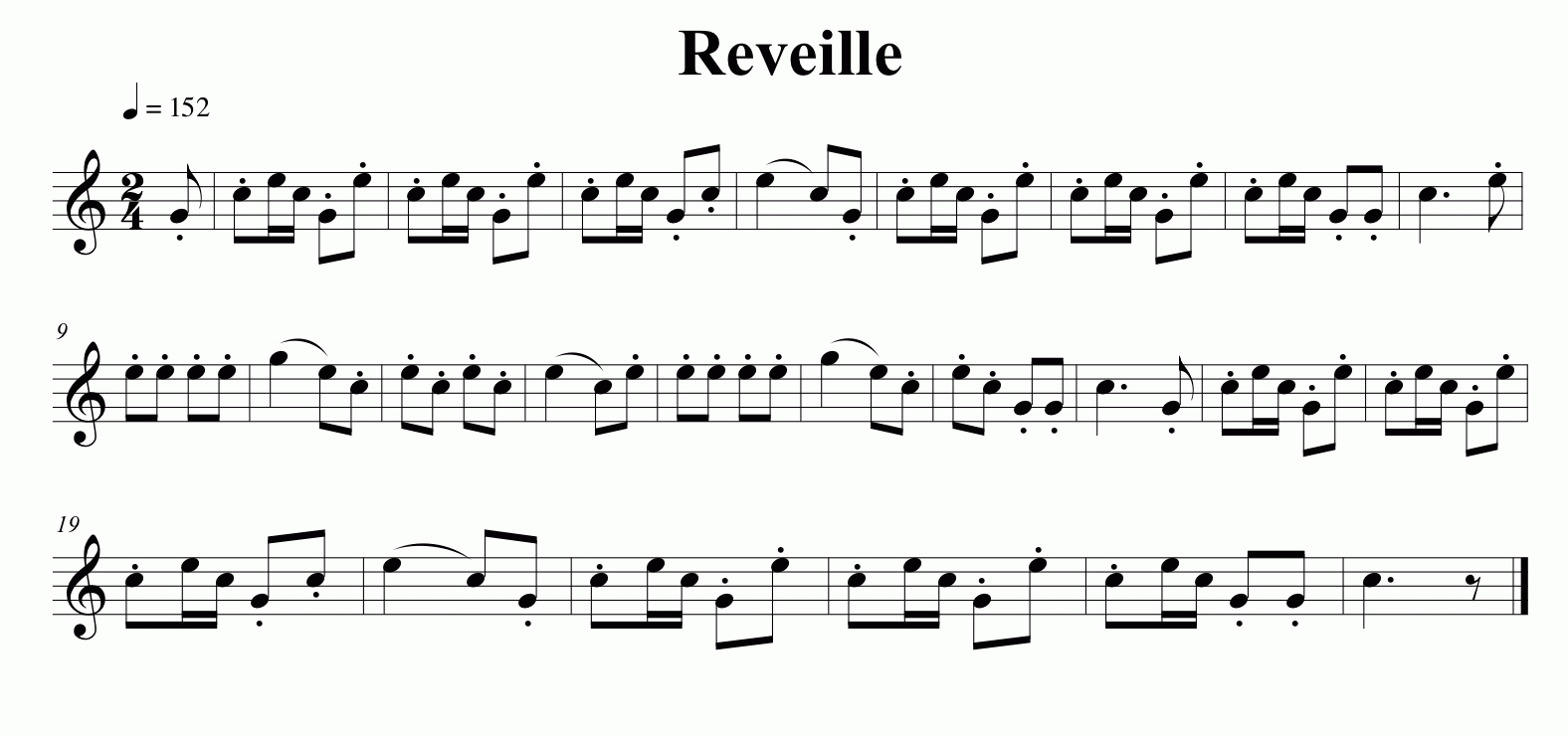 Music for the Reveille bugle call