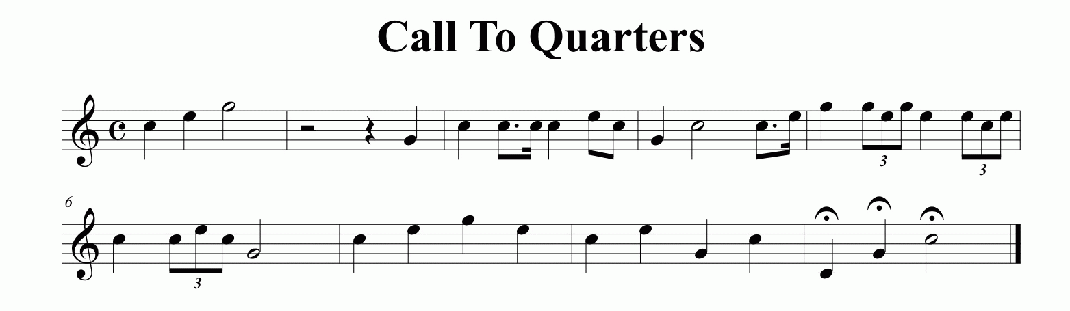 Music for Call to Quarters Bugle Call