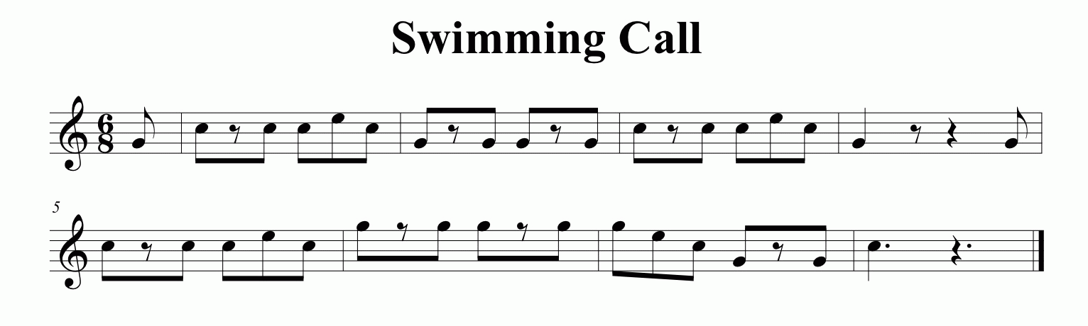 Music for the Swimming Call bugle call