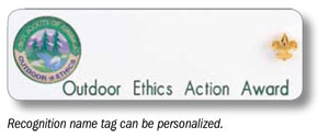 Ooutdoor Ethics Awa=Action Award Nametag