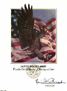 Army Youth Certificate of Recognition